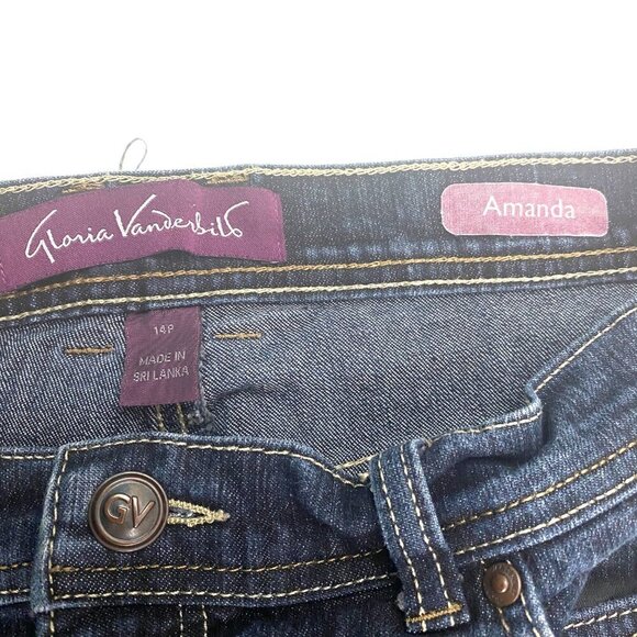 Gloria Vanderbilt Amanda Straight Leg Women's size 14P Dark Blue Denim jeans - Picture 3 of 4
